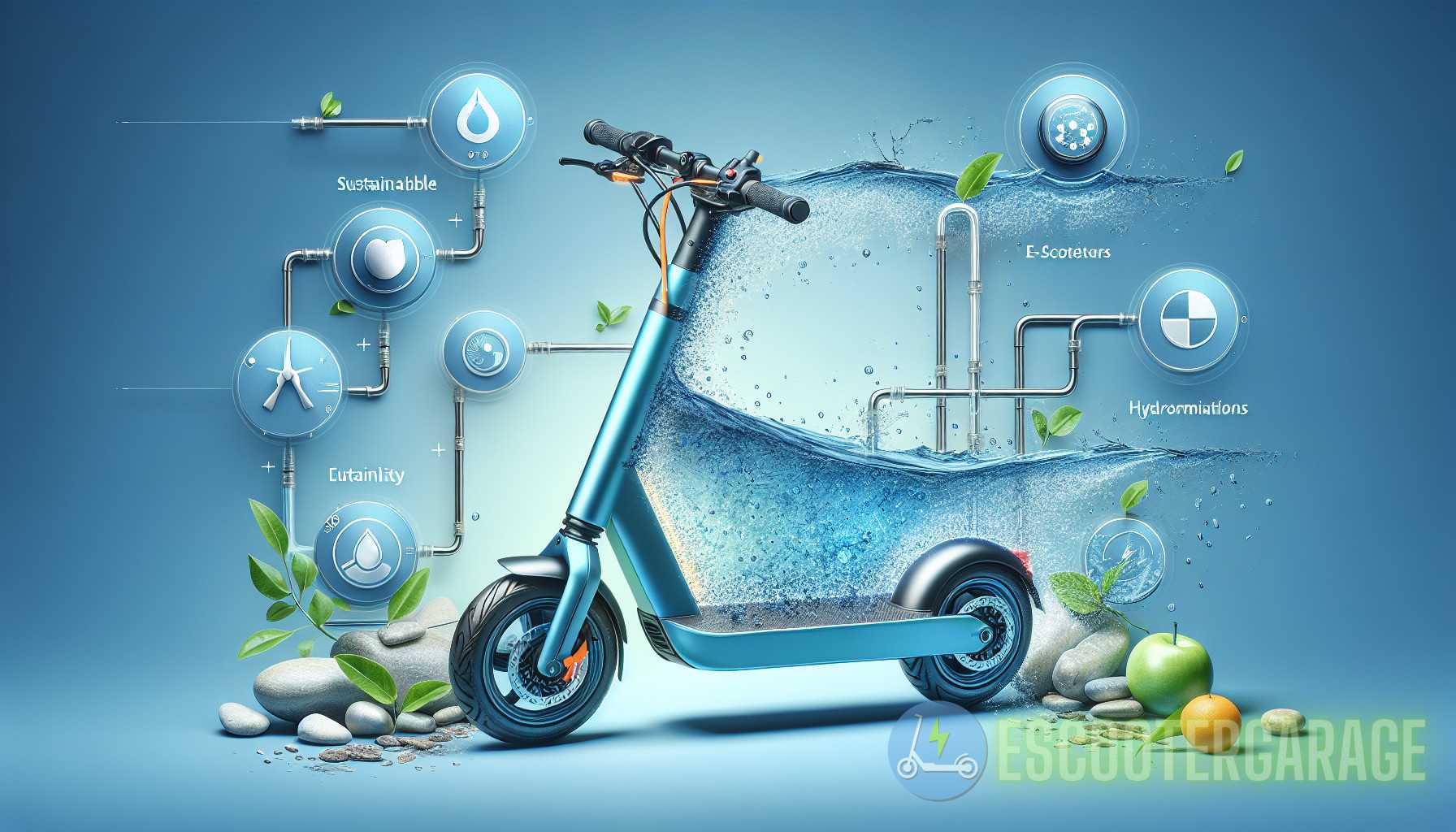 Hydro-revamped e-scooter illustration.